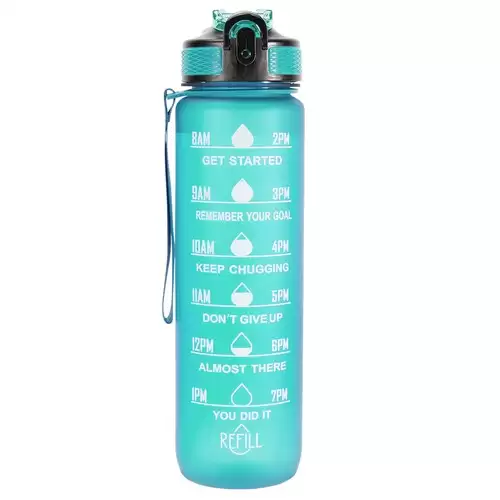 Order In Just $11.99 Oolactive Gf-1202 32oz Water Bottle With Straw Motivational Water Bottle With Time Marker - Green With This Discount Coupon At Geekbuying