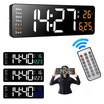 Get Upto 10% Off On Agsivo 16 Inch Digital Wall Clock Large Led Display With Remote Control Or Automatic Brightness Or Indoor Temperature Or Date Or Week Or 12 Or 24h For Home Office Classroom