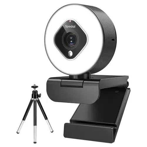 Order In Just $43.99 Spedal Af962 Webcam Hd1080p With Ring Light And Zoom Lens, 3 Level Adjustable Brightness, With Tripod And Microphones With This Discount Coupon At Geekbuying