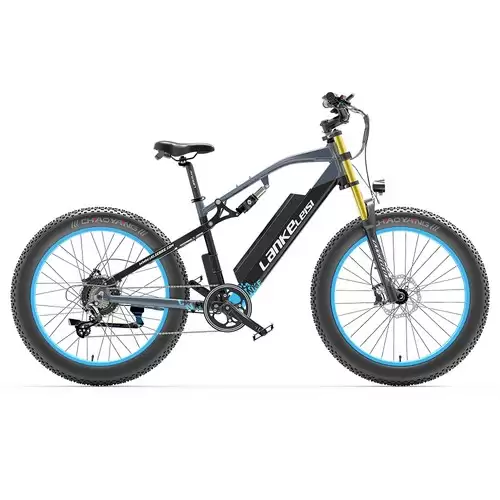 Pay Only $1,753.78 For Lankeleisi Rv700 Electric Bike 26*4.0 Inch Fat Tire 16ah 48v 1000w 42km/h Max Speed Max Load 150kg - Black Blue With This Coupon Code At Geekbuying