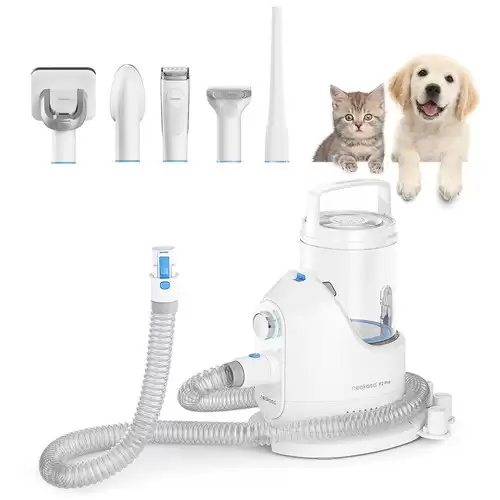 Pay Only $129.99 For Neakasa P2 Pro Dog Clipper With Pet Hair Vacuum Cleaner, 10500pa Suction Pet Grooming Set, Pet Hair Clipper With 5 Care Tools, 5 Combs - Blue And White With This Coupon Code At Geekbuying