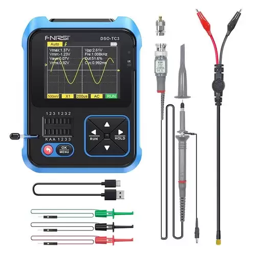Order In Just $49.00 Fnirsi Dso-tc3 3 In 1 Digital Oscilloscope With P6100 High Voltage Probe, Dds Signal Generator, Transistor Tester, 1 Channel, 500khz Bandwidth, 10msa/s Sampling Rate, 6 Types Of Waveforms With This Discount Coupon At Geekbuying