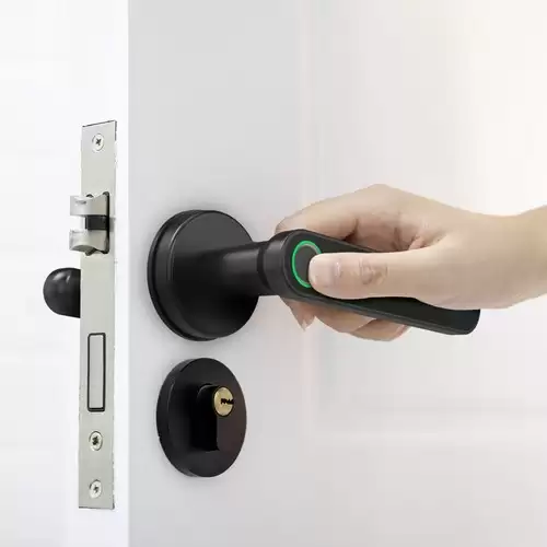 Order In Just $59.99 Exitec H03 Smart Fingerprint Key Lock With Biometric, Keyless Entry Mechanical Handle With Bluetooth, App Support, Multilingual, Left And Right, Compatible With 35-58mm Thickness For Main Door Entrance, Master Room, Home, Hotel, Apartment, School With This Discount Coupon At Gee
