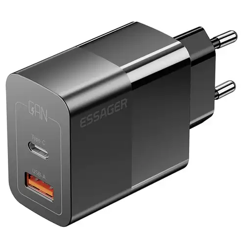 Pay Only $8.88 For Essager 33w Gan Charger, Usb-a + Type-c, Pd 3.0 Qc 3.0 Fast Charging, Intelligent Charging Protection, For Iphone Ipad Xiaomi Mobile Phone Tablet, Eu Plug - Black With This Coupon At Geekbuying