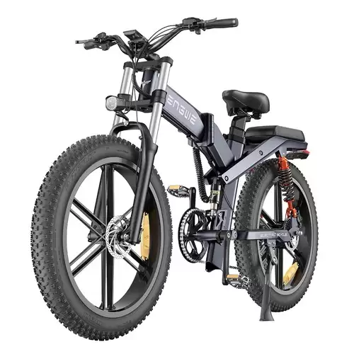 Order In Just $1,888.97 Engwe X26 Dual Battery Electric Bike 26*4.0 Inch Fat Tires 50km/h Max Speed 48v 1000w Motor 19.2ah&10ah 100km Range 150kg Max Load Triple Suspension System Shimano 8-speed Gear Dual Hydraulic Disc Brake For All-terrain Roads Mountain E-bike - Grey Wit