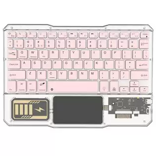 Pay Only €16.99 For Kb333 Transparent 78 Keys Wireless Bluetooth Keyboard With Touchpad, Colorful Backlight - Pink With This Coupon Code At Geekbuying