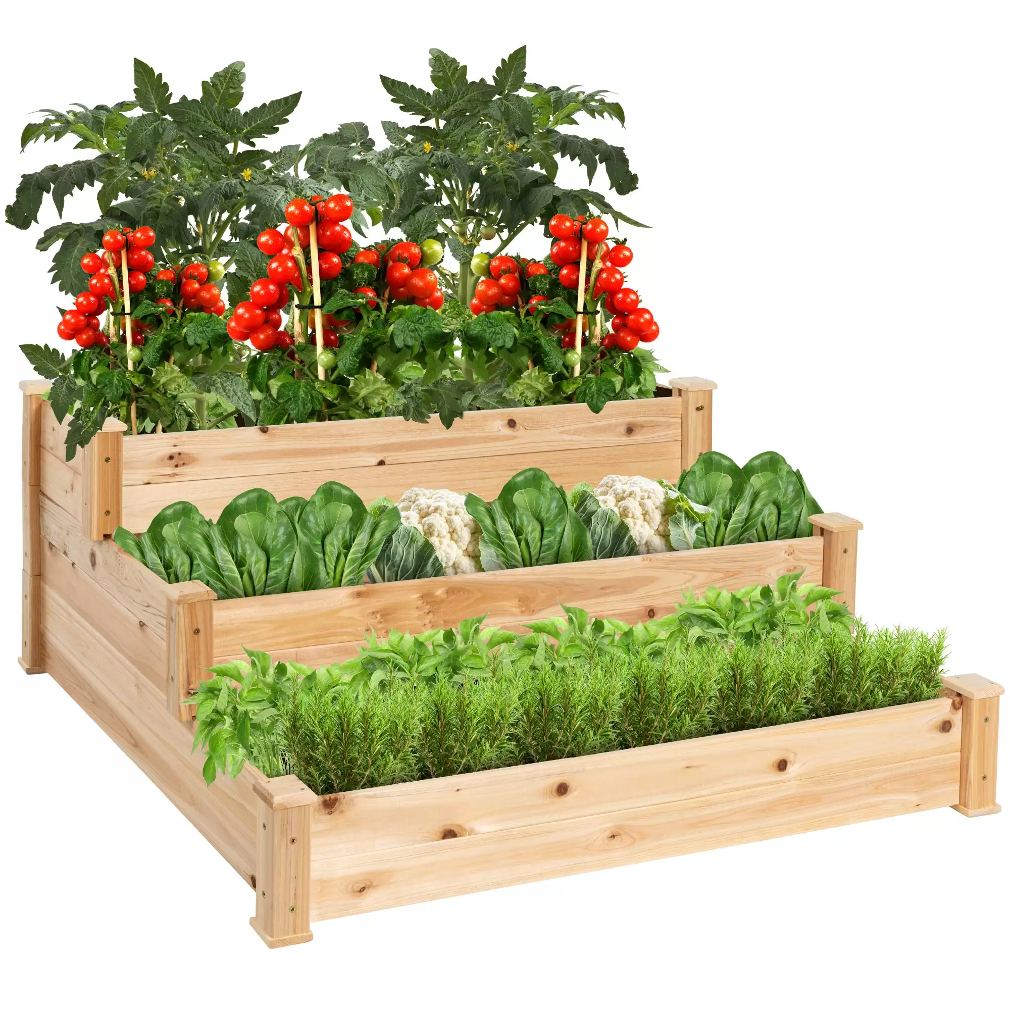Starting At $59.99 3-Tier Raised Fir Wood Garden Bed Planter W/ Stackable & Flat Setup At Bestchoiceproducts