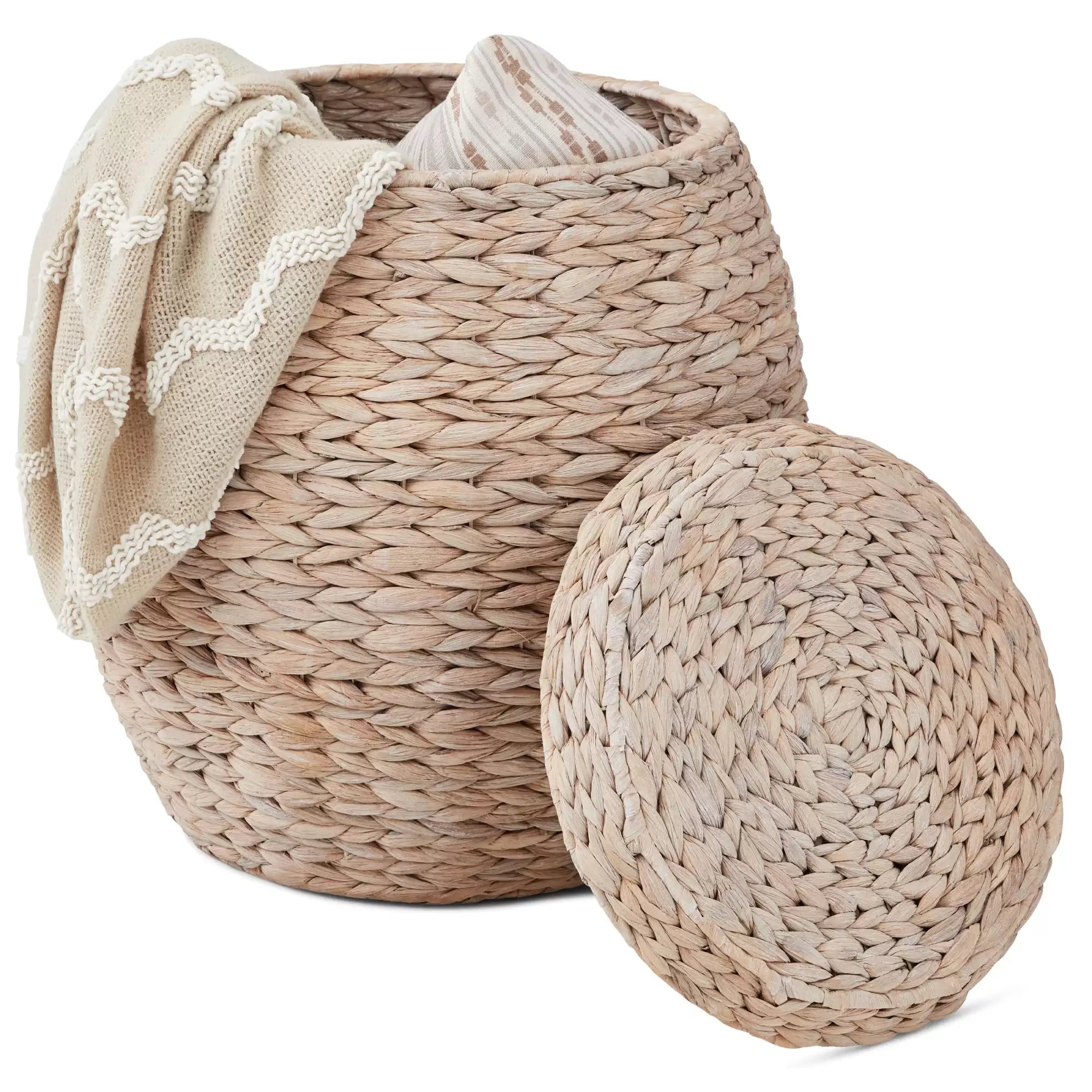 Order In Just $49.99 Vintage Hyacinth Storage Tote Basket, Organizer W/ Lid At Bestchoiceproducts