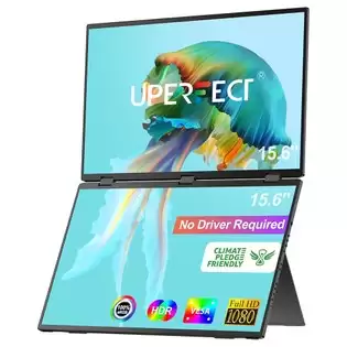 Pay Only $365.25 For Uperfect Delta 15.6-inch Dual Screen Portable Folding Monitor, 1920*1080 Fhd Ips Screen, 60hz Refresh Rate, 1000:1 Contrast Ratio, 360 Folding, Built-in Speaker, Built-in Stand & Vesa Mountable, 2*full-featured Type-c, 2* Mini Hdmi - Eu Plug With This C