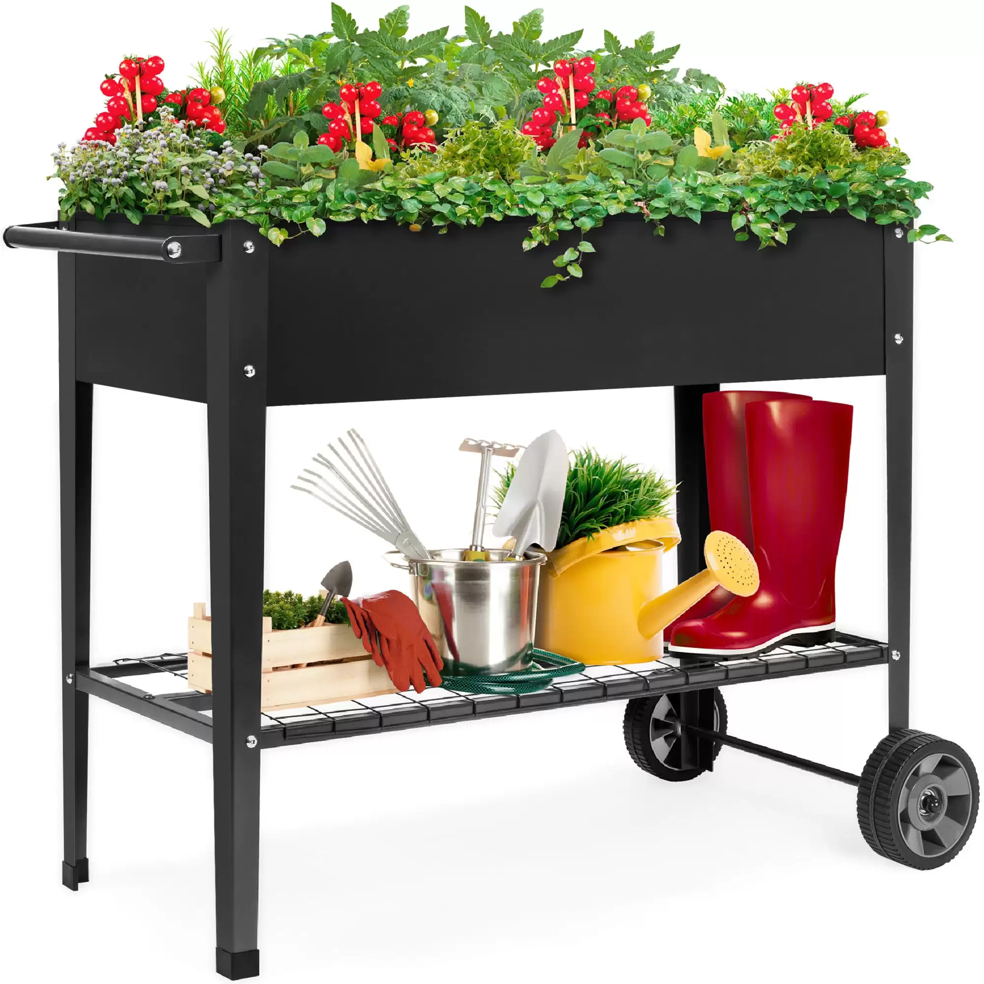 Spend $59.99 Elevated Metal Garden Bed For Backyard W/ Wheels, Shelf With This Bestchoiceproducts Discount Voucher