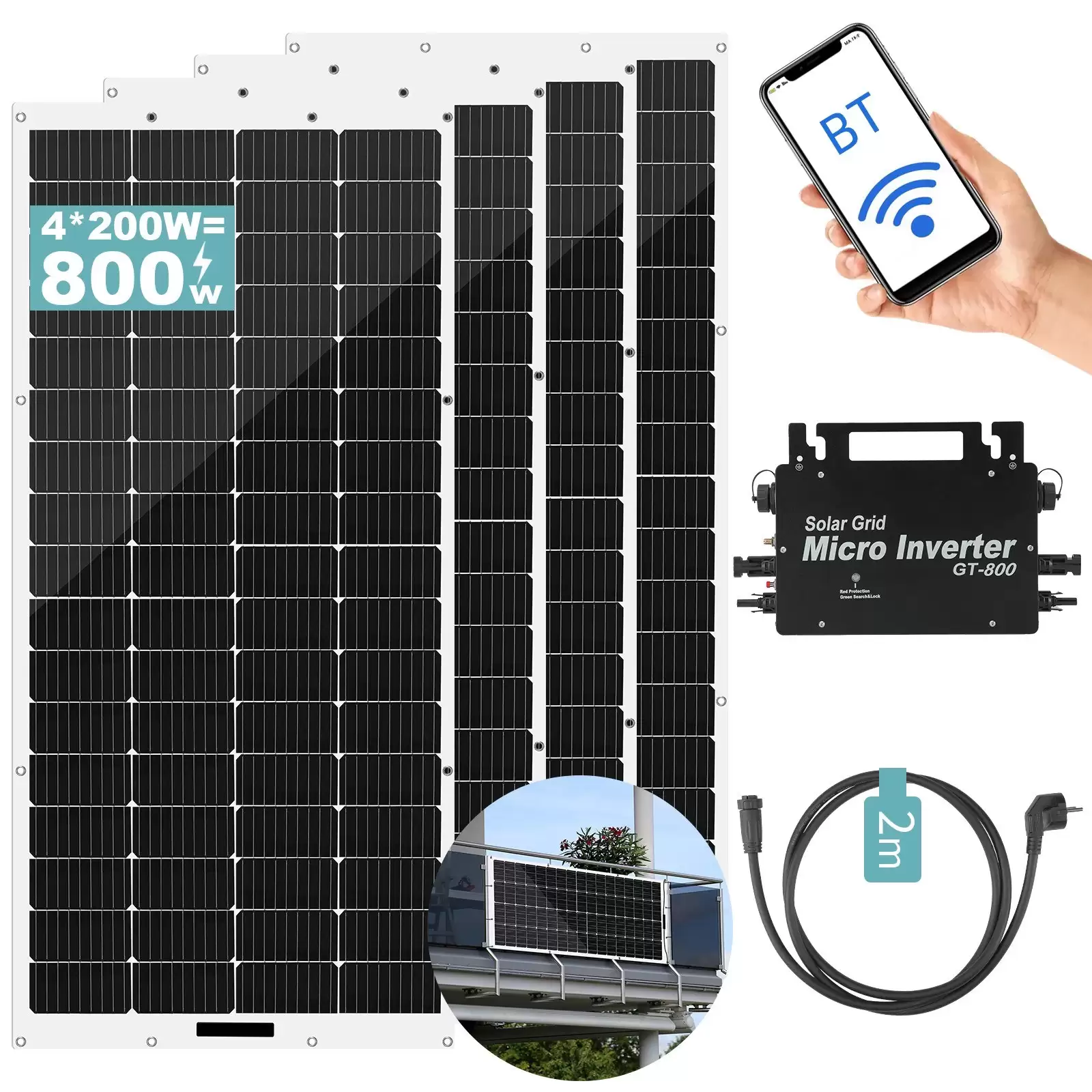 Pay Only $ 636.99 For Lanpwr 800w Balcony Power Plant With 4 X 200w Flexible Solar Panels At Cafago