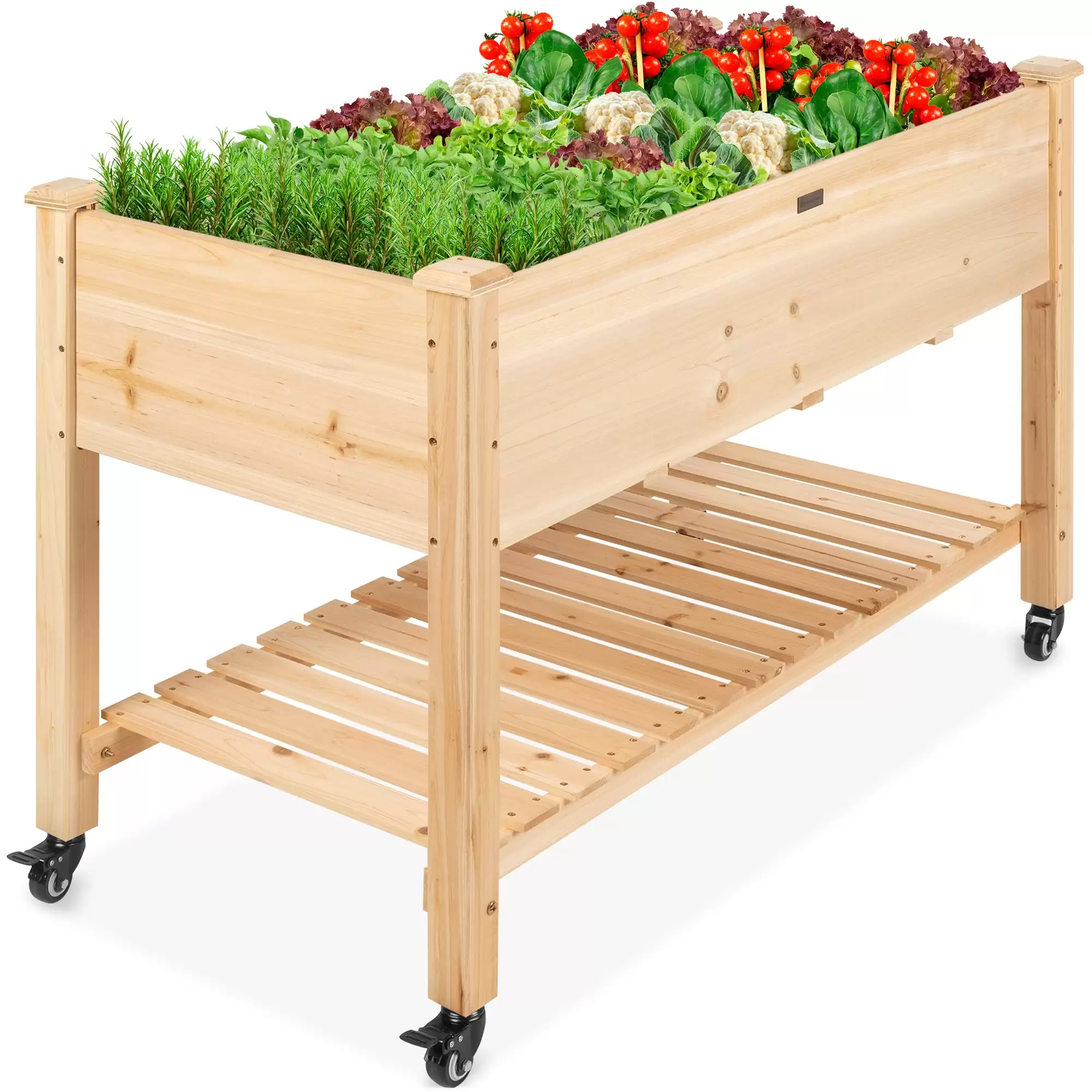 Starting At $90.07 Mobile Raised Garden Bed Elevated Planter W/ Wheels, Shelf At Bestchoiceproducts