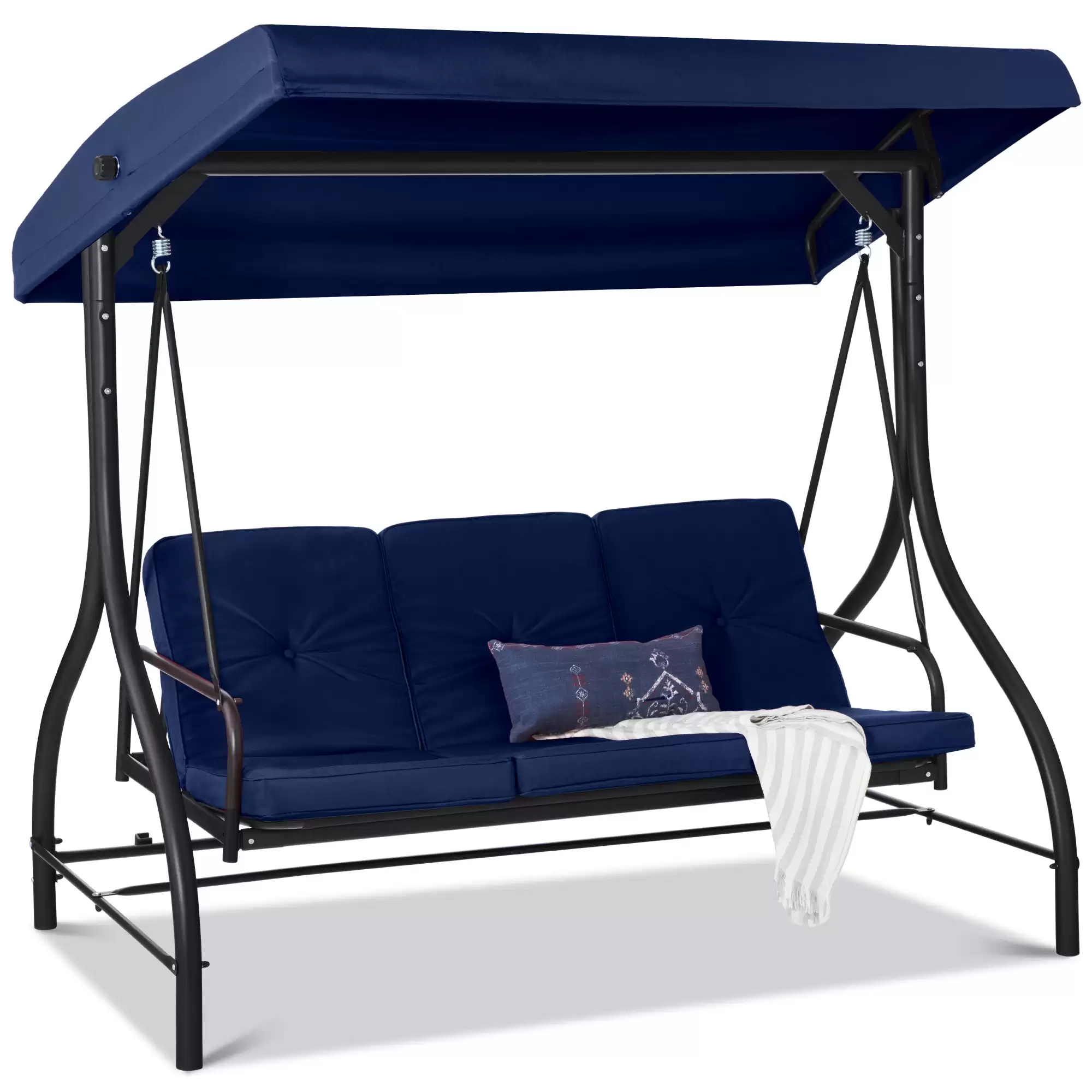 Order $239.99 3-Seat Outdoor Canopy Swing Glider Furniture W/ Converting Flatbed Backrest Using This Bestchoiceproducts Discount Code