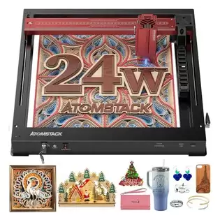 Pay Only $420.93 For Atomstack A24 Pro 24w Laser Engraver Cutter, Fixed Focus, 0.02mm Engraving Precision, 600mm/s Engraving Speed, 32-bit Motherboard, Cross Laser Positioning, App Control, Unibody Frame, 365x305mm With This Coupon Code At Geekbuying