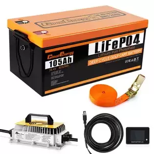 Order In Just $1,491.47 Cloudenergy 36v(38.4v) 105ah Lifepo4 Golf Cart Battery, With 20a Charger, 4032wh Energy, Built-in 200a Bluetooth Bms, 8064w Max. Load Power, Touch Monitor, 6000+ Cycles, For Golf Carts, Trolling Motor With This Discount Coupon At Geekbuying