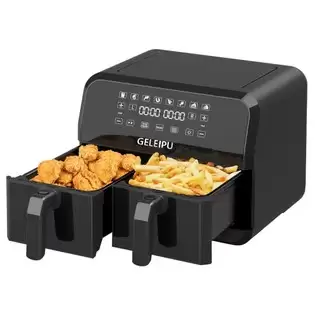 Pay Only €104.99 For Geleipu Dl28 8 Quarts Air Fryer, 8 Cooking Presets, Dual Nonstick & Dishwasher-safe Basket, 5mins Auto Off, 1700w Power, Air Fry, Roast, Bake, Dehydrate, Digital Touchscreen - Black With This Coupon Code At Geekbuying