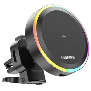 Pay Only $14.99 For Essager Qi 15w Car Phone Holder, Rgb Magnetic Wireless Charger, For Iphone 15 14 13 Pro Max Samsung Smartphone - Air Outlet Type With This Coupon Code At Geekbuying