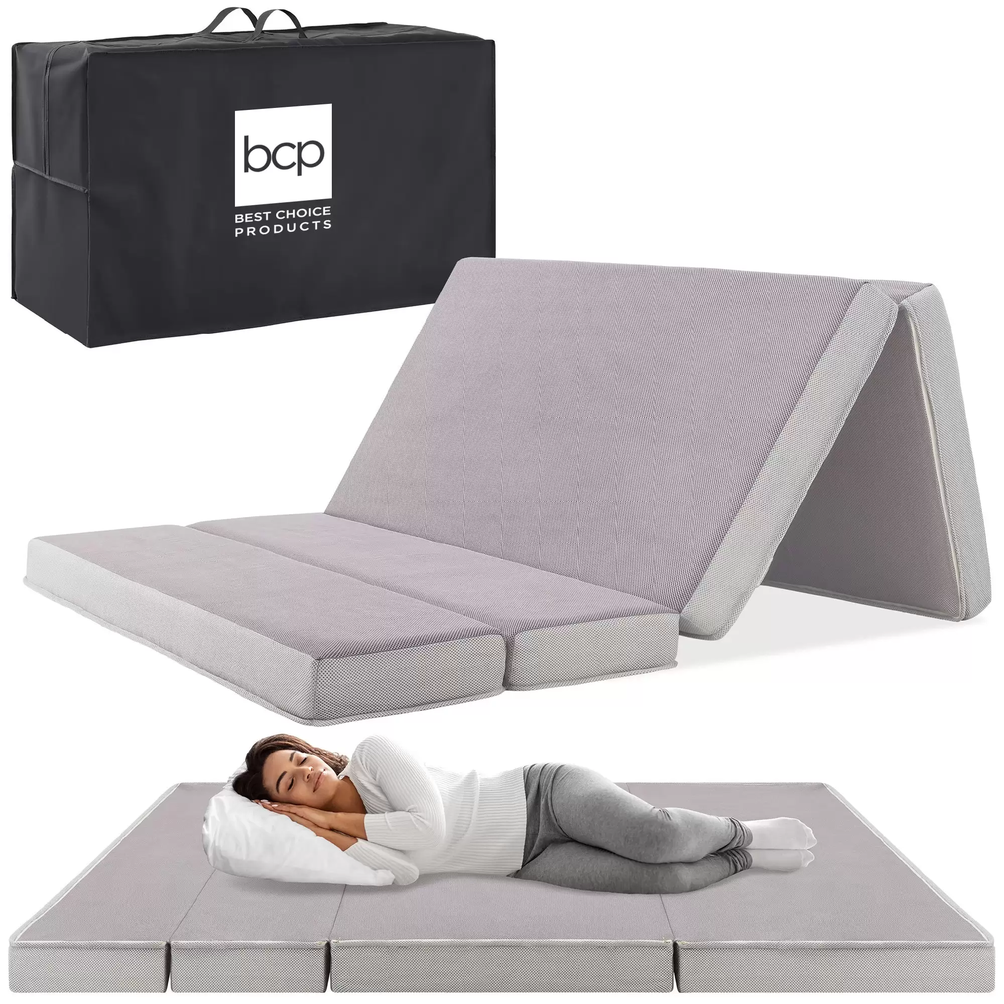 Starting At $89.99 Folding Portable Gray Mattress Topper W/ Plush Foam With This Bestchoiceproducts Discount Voucher