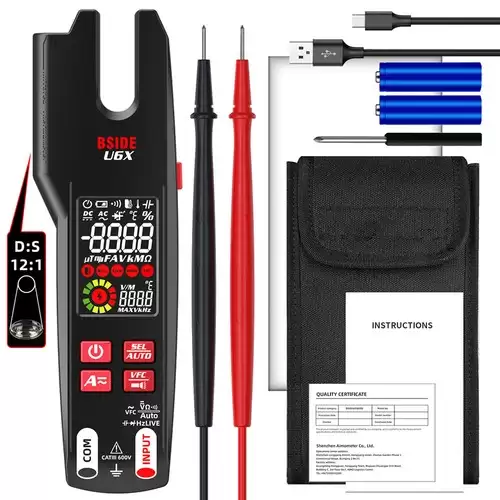 Order In Just $58.52 Bside U6x U-shape Digital Clamp Multimeter, Automatic Ac/dc Meter, Infrared Detection, Color Display Display, Rechargeable Battery, With Probe Tips Holder Design With This Coupon At Geekbuying