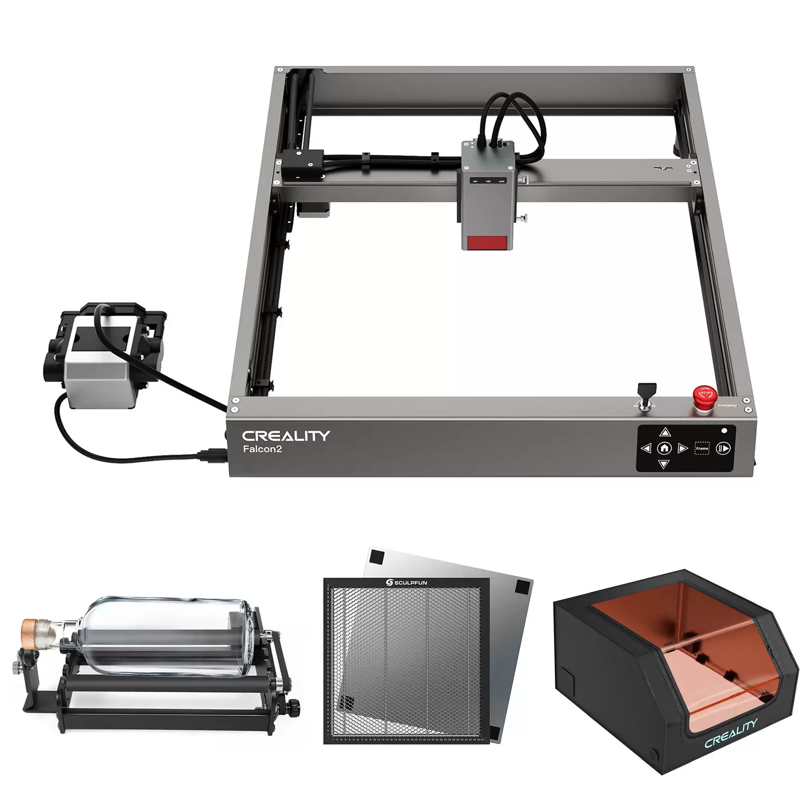 Pay Only $ 739 Creality Falcon2 22w Laser Engraver With Y-Axis Rotary Roller And 700x720x400mm Protective Box And 400x400mm Honeycomb Working Table Board ,Free Shipping With This Cafago Discount Voucher