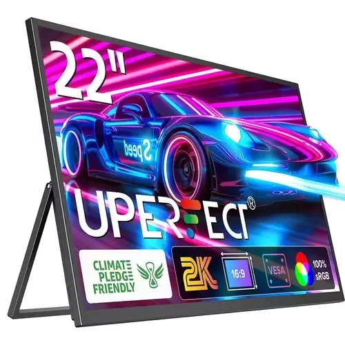 Order In Just $289 Uperfect Umax22 22-inch Portable Monitor, 60hz Refresh Rate, 2560*1440 Ips Screen, 100% Srgb, Freesync, Built-in Speakers, Driver Free, Hdr, Low Blue Light, 180 Adjustable Stand, 2*usb-c, 1*mini Hdmi, 1*micro Usb-b Otg, 1*audio Jack - Us Plug With This Cou