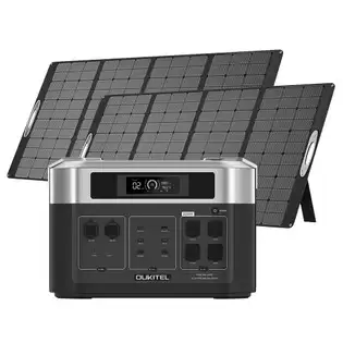 Pay Only €1999.00 For (free Gift Mc4 Cable For Micro-inverter) Oukitel Bp2000 Portable Power Station + 2 X Oukitel Pv400 Solar Panel, 2048wh/640000mah Lifepo4 Battery Solar Generator, 2200w Ac Output, 2000w Ups, 1800w Ac Charging, Expand Up To 7 Battery Packs, 15 Outputs Wit