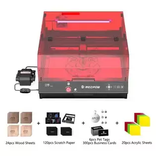 Order In Just $711.16 Mecpow X4 Pro 22w Fda Class 1 Laser Engraving Machine + 24pcs Mecpow Mahogany/walnut Sheets + 120pcs Mecpow Scratch Paper Art Set + 300pcs Business Cards + 6pcs 25mm Pet Tags + 20pcs As02 Acrylic Sheets (200*200*3mm / 8*8*1/8 Inch) With This Discount Co