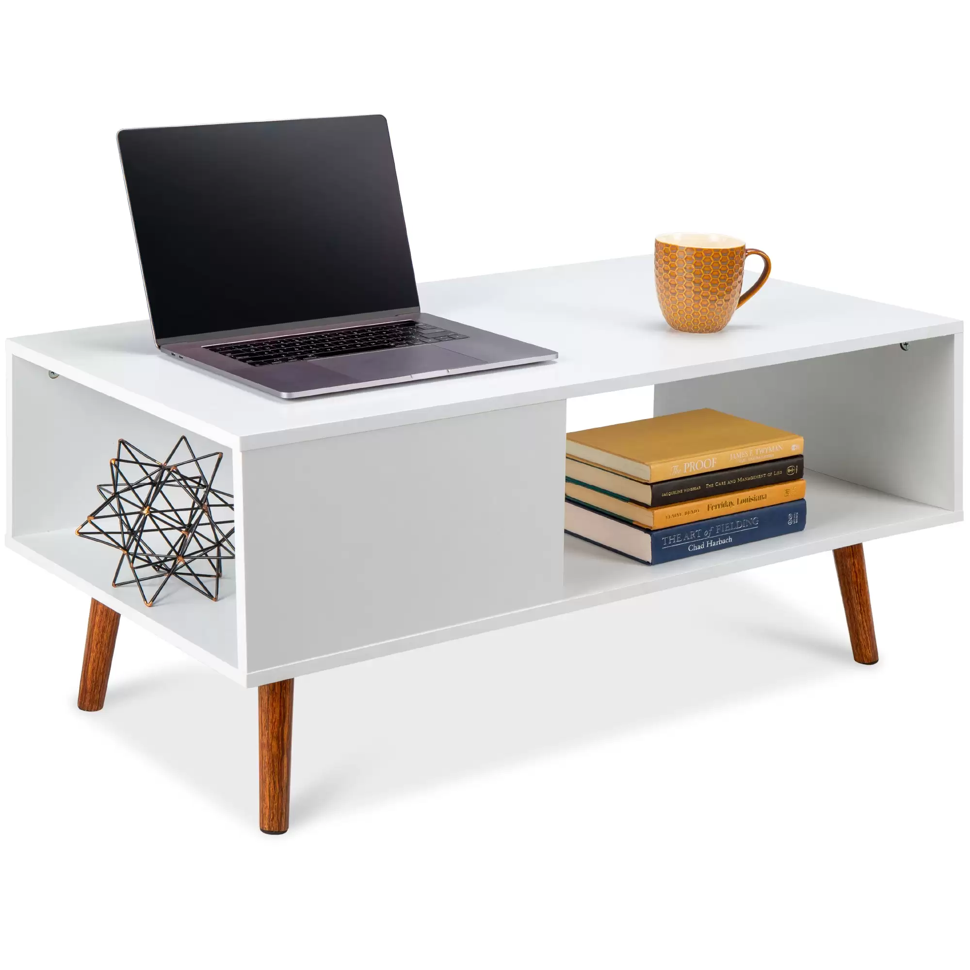 Pay $59.99 Wooden Mid-Century Modern Coffee Accent Table W/ Open Storage Shelf At Bestchoiceproducts