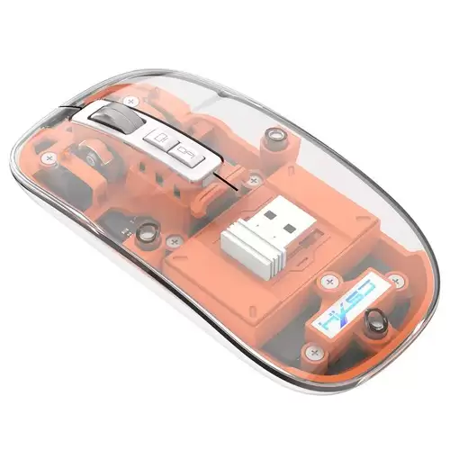Pay Only $10.81 For Hxsj T900 2.4g & Bluetooth Wireless Mouse 800-2400 Dpi Adjustable Rgb Light Mute Click - Orange With This Coupon At Geekbuying
