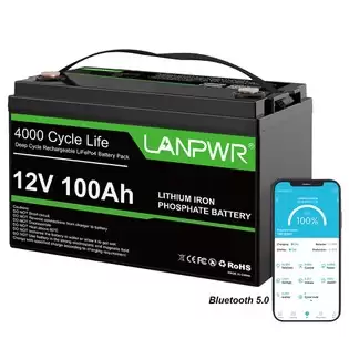 Pay Only $297.48 For Lanpwr 12v 100ah Lifepo4 Battery Pack, 1280wh Energy, With 4000+ Deep Cycles & Built-in 100a Bms, With Bluetooth With This Coupon Code At Geekbuying