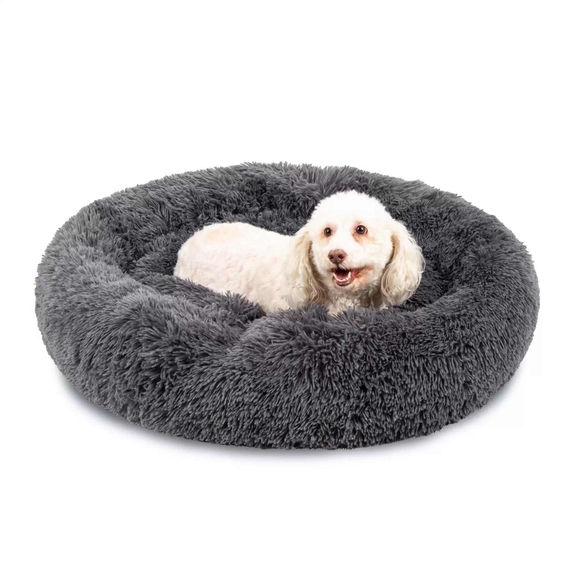 Pay Only $23.99 For Self-Warming Shag Fur Calming Pet Bed W/ Water-Resistant Lining - Gray With This Discount Coupon At Bestchoiceproducts