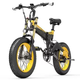 Order In Just €1499.00 Lankeleisi X3000 Plus Folding Electric Mountain Bike Big Fork 20*4.0 Inch Fat Tires 48v 1000w Motor 17.5ah Battery 43km/h Max Speed Shimano 7-speed Gear Ip54 Waterproof - Black & Yellow With This Discount Coupon At Geekbuying