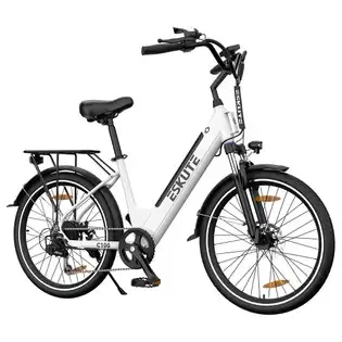 Pay Only €699.00 For Eskute C100 Electric Bike, 250w Motor, 36v 10.4ah Battery, 26*1.75' Tires, 25km/h Max Speed, 50-60km Range, Mechanical Disc Brakes, Shimano 7 Speed - White With This Coupon Code At Geekbuying