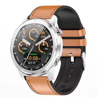 Pay Only $42.99 For Lemfo Lf26 Smartwatch Full Touch Hd Amoled Screen Bluetooth 5.0 Sports Fitness Watch Leather - Silver Brown With This Coupon Code At Geekbuying