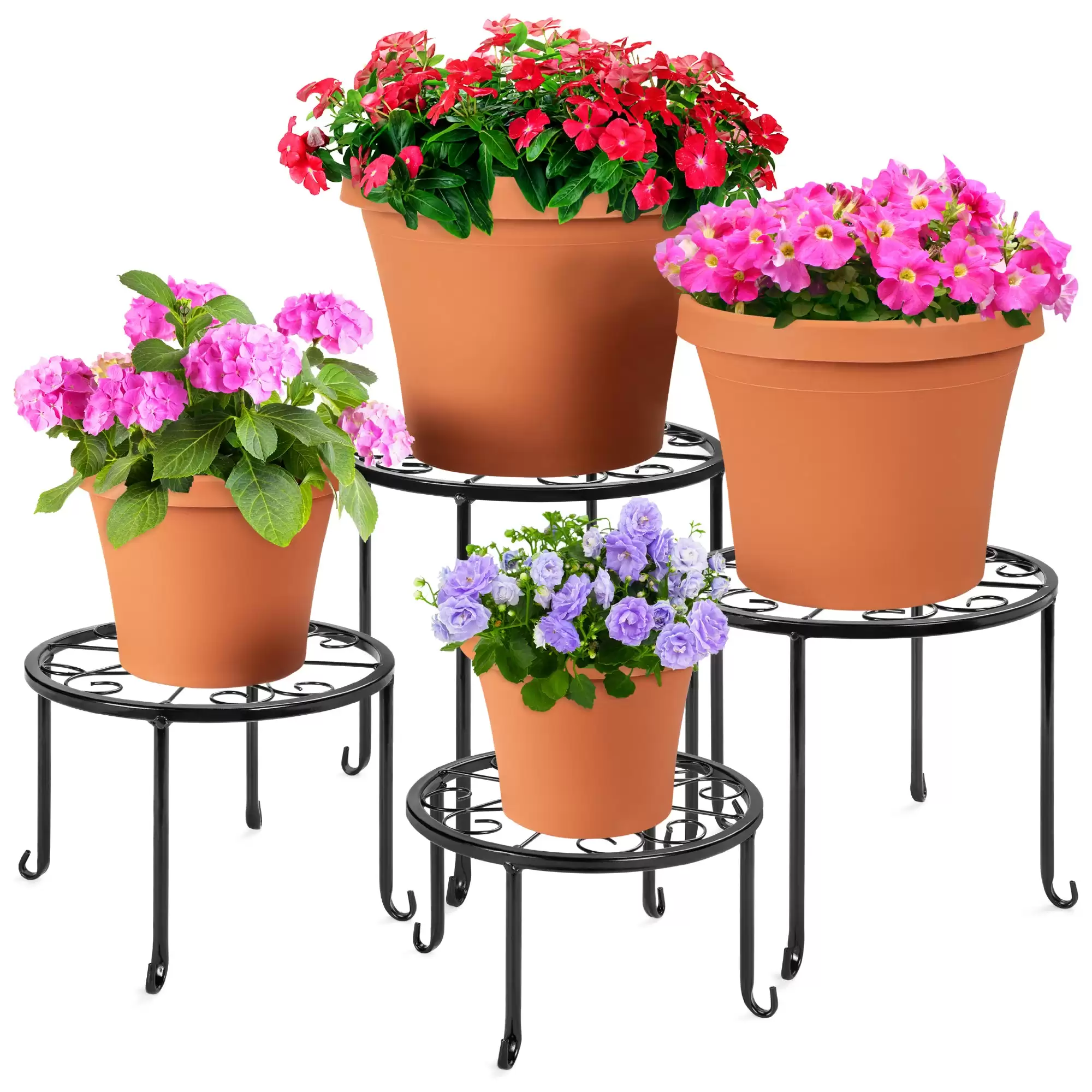 Get $34.79 Set Of 4 Indoor Outdoor Metal Nesting Plant Stands, Flowerpot Holders At Bestchoiceproducts