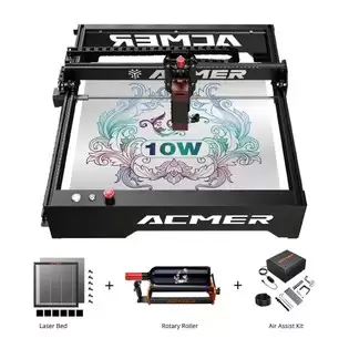 Pay Only $404.05 For Acmer P1 10w Laser Engraver + M2 Laser Rotary Roller + E10 Laser Bed + C4 Air Assist Kit With This Coupon Code At Geekbuying