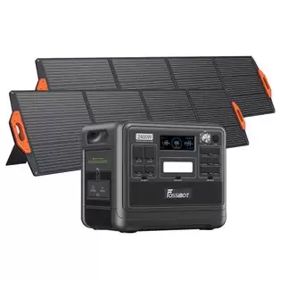 Pay Only €1299.00 For Fossibot F2400 Portable Power Station Kit + 2 X Fossibot Sp200 18v 200w Foldable Solar Panel, 2048wh Lifepo4 Battery 2400w Output Solar Generator, 3xac Rv Car Usb Type-c Qc3.0 Pd Dc5521 Pure Sine Wave Full Outlets, 1.5h Fast Charging With This Coupon Co