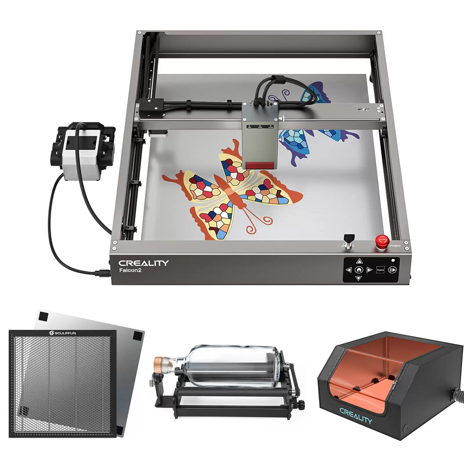 Order In Just $1169 Creality Falcon2 40w Laser Engraver With Integrated Air Assist System And 400x400mm Honeycomb Working Table And Rotary Roller And 700x720x400mm Protective Box At Tomtop