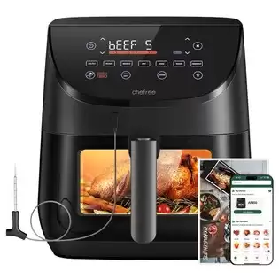 Order In Just $106.94 Chefree Af500 1700w 6.5l Air Fryer, With Smart Probe Thermometer, 8-in-1 Cooking Modes, Rapid 230 Heating, Shake Reminder - Black With This Discount Coupon At Geekbuying