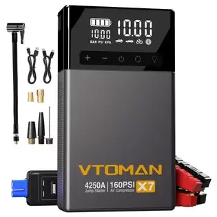 Order In Just €84.99 Vtoman X7 Car Jump Starter With Air Compressor, 4250a Peak, 12v Vehicles Up To 10l Gas & 10l Diesel, 160 Psi Tire Inflator, 5.1