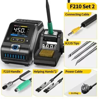 Pay Only $92.43 For Fnirsi Dws-200 F210 Premium 200w Soldering Iron Station Kit, With 3 Iron Tips And 2 Helping Hands, Temp Value & Curve Mode, 3 Temperature Storage, Full-color Display With This Coupon Code At Geekbuying
