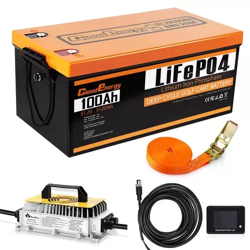 Order In Just $1499 Cloudenergy 48v(51.2v) 100ah Lifepo4 Golf Cart Battery, With 20a Charger, 5120wh Energy, Built-in 200a Bluetooth Bms, 10240w Max. Load Power, Touch Monitor, 6000+ Cycles, For Golf Carts, Trolling Motor With This Coupon At Geekbuying