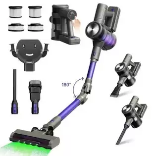 Pay Only $112.38 For Moosoo Yg-618-b Cordless Vacuum Cleaner, Flexible 180 Rotation, Rechargeable Hanger, 48kpa High Suction, Anti-tangle Brush, Led Display, For Hard Floors, Pet Hair And Carpet, Purple With This Coupon Code At Geekbuying