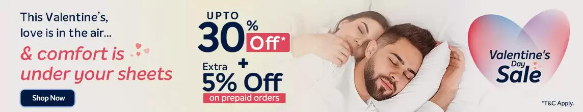 Get Flat 30% Off + Extra 5% Off At Mysleepwell.com Valentine's Day Deal Page