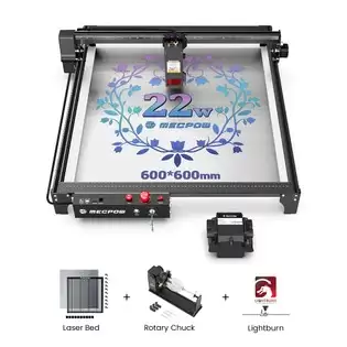 Pay Only $632.37 For Mecpow X5 22w Laser + Laser Bed + Rotary Chuck + 1 Year Lightburn License With This Coupon Code At Geekbuying