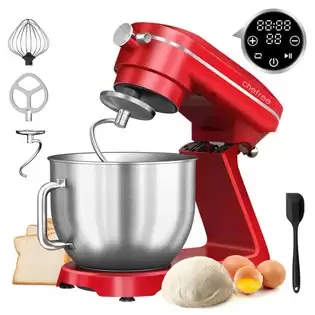 Pay Only $183.91 For Chefree M500 Kitchen Stand Mixer, 7l Stainless Steel Bowl Dough Machine, 10 Speed Levels, 3 Mixing Attachments, 1800w Power, Red With This Coupon Code At Geekbuying