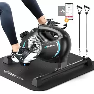 Pay Only $108.55 For Merach S04 Under Desk Bike Pedal Exerciser, Magnetic Mini Exercise Bike With App, Arm/leg Rehab, Resistance Bands & Mat Included, Black With This Coupon Code At Geekbuying